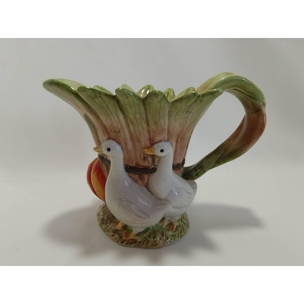 Fitz and Floyd Geese and Pumpkin Creamer/Pitcher, 1990s